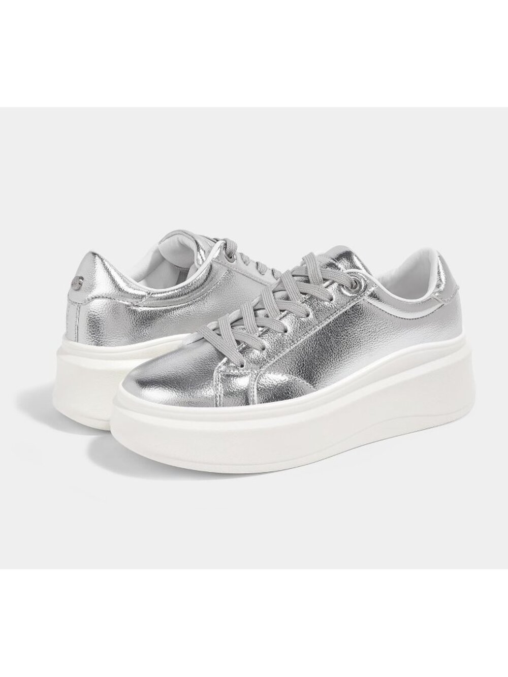 🆕Women's Silver Platform Fashion Sneakers Classic Low Top Thick Sole Casual - Picture 6 of 6